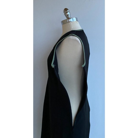 Prada Shift Dress Black with Green Trim Knee Length Women’s Italian 48 US 12 - Picture 8 of 10